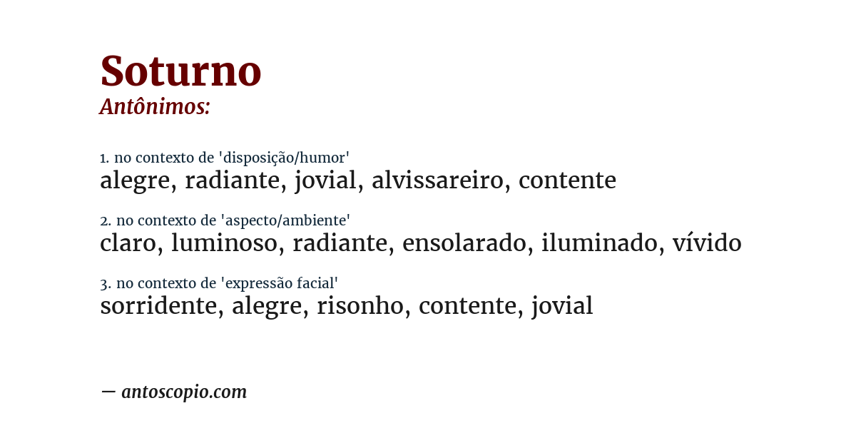 Antônimo de soturno