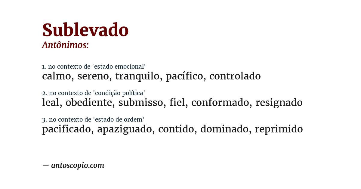 Antônimo de sublevado