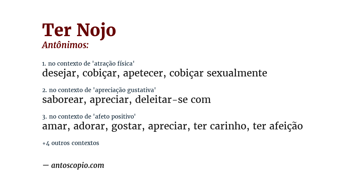 Antônimo de ter nojo