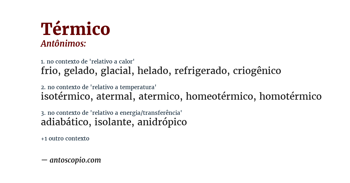 Antônimo de térmico