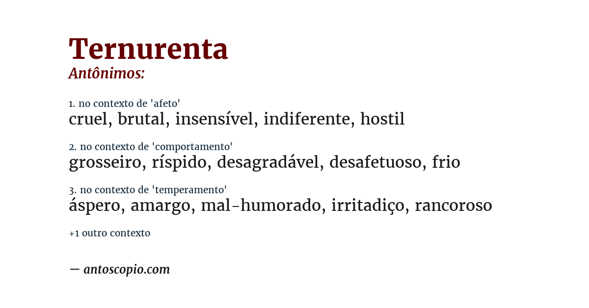 Antônimo de ternurenta