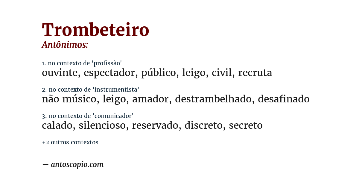 Antônimo de trombeteiro