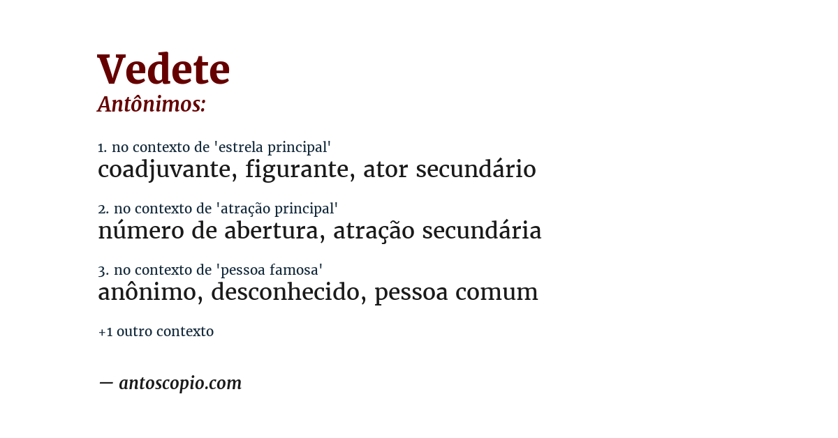 Antônimo de vedete