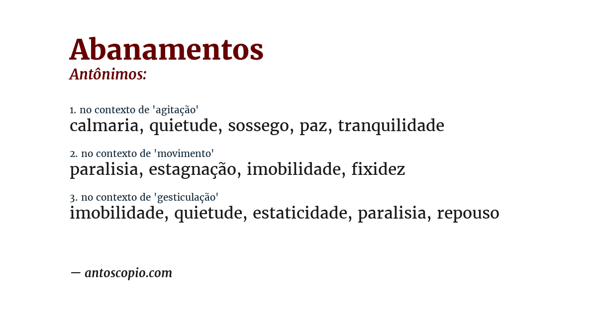 Antônimo de abanamentos