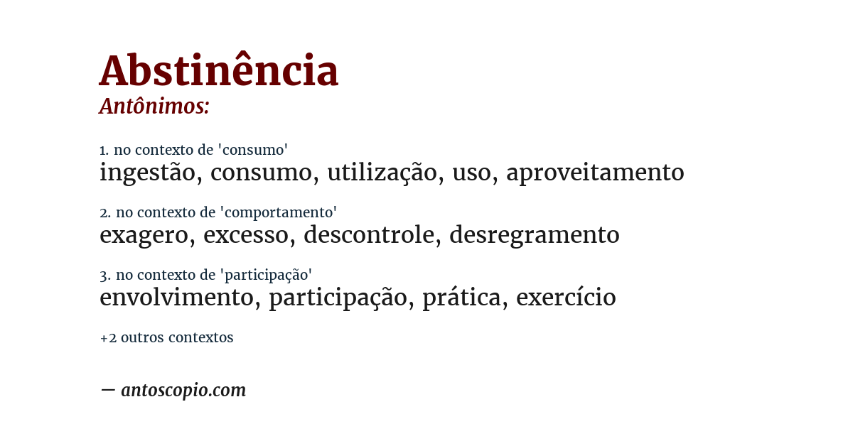 Antônimo de abstinência