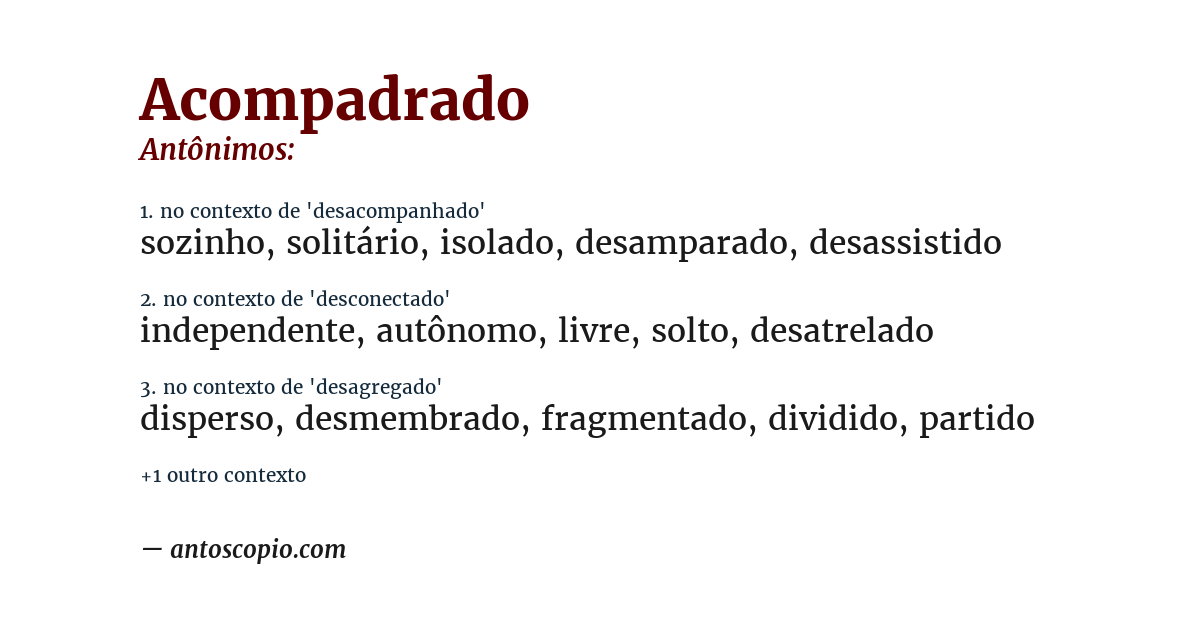 Antônimo de acompadrado
