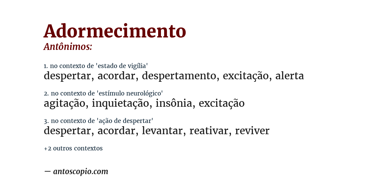 Antônimo de adormecimento