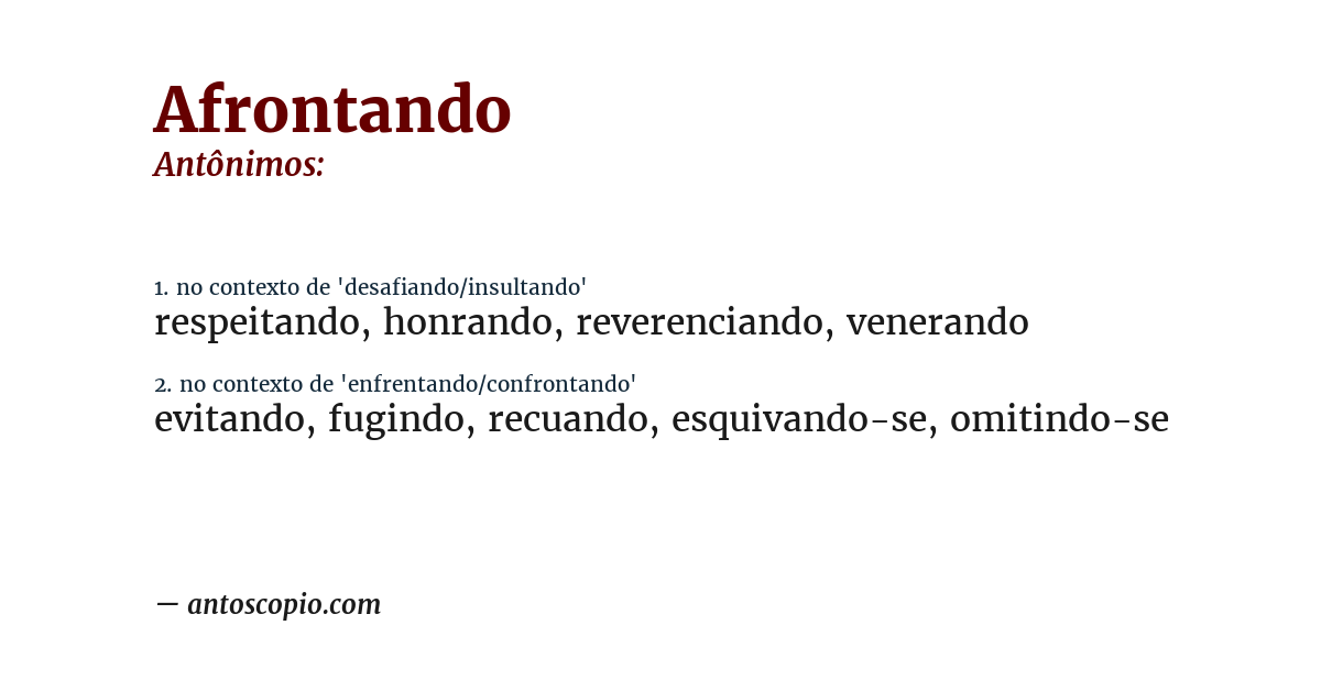 Antônimo de afrontando