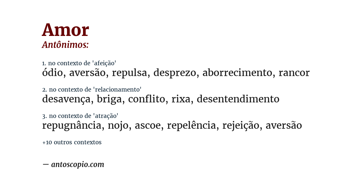 Antônimo de amor