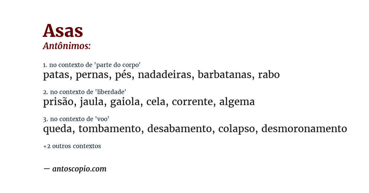 Antônimo de asas