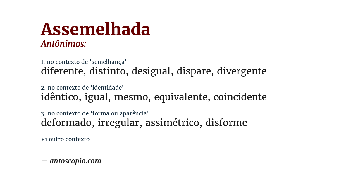 Antônimo de assemelhada