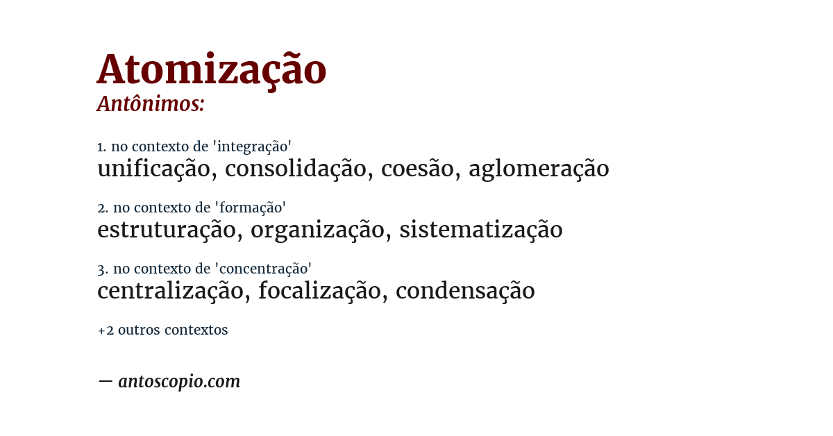 Antônimo de atomização