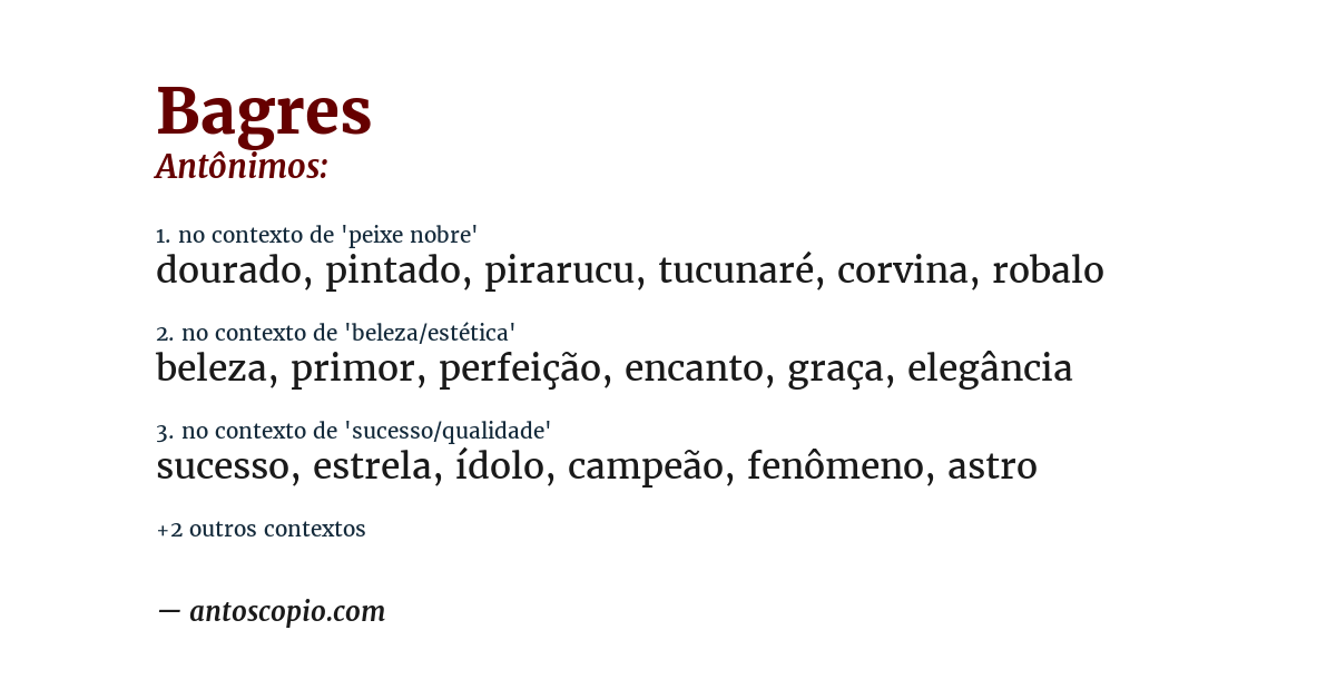 Antônimo de bagres