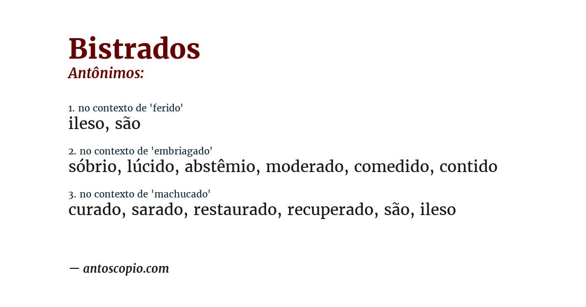 Antônimo de bistrados