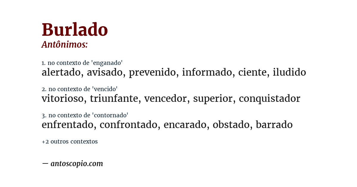 Antônimo de burlado
