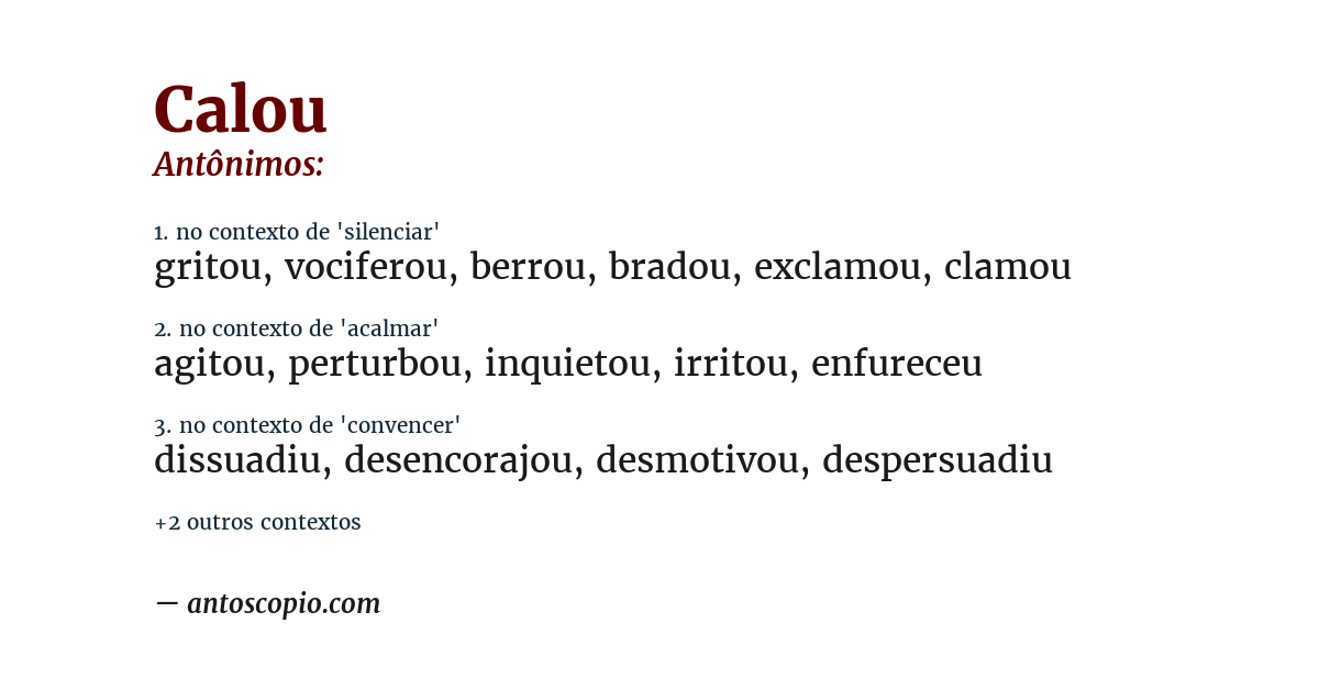 Antônimo de calou