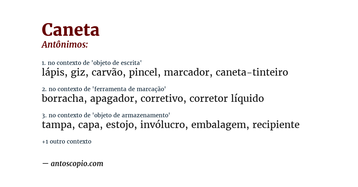Antônimo de caneta