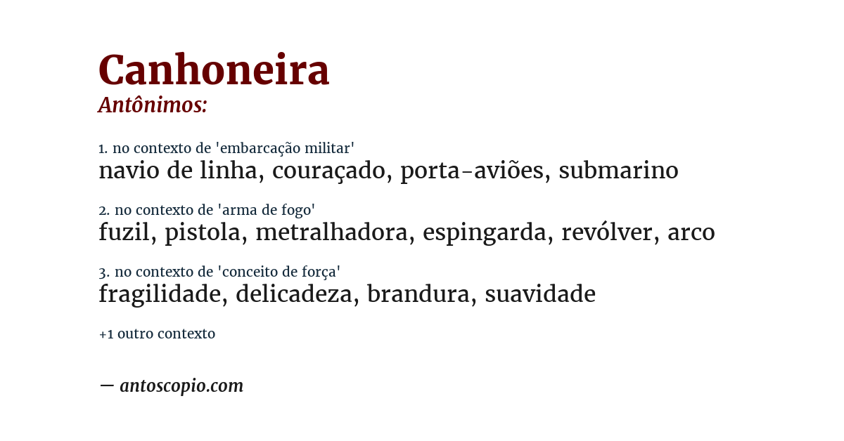Antônimo de canhoneira