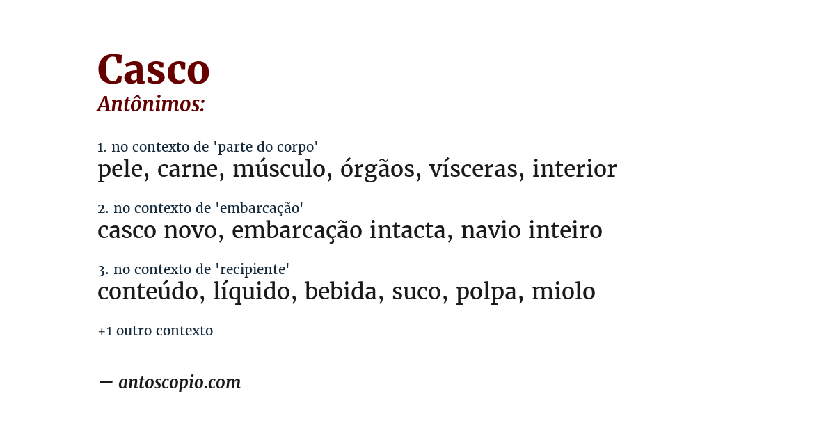 Antônimo de casco