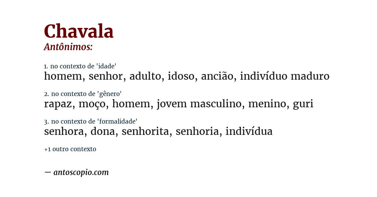 Antônimo de chavala