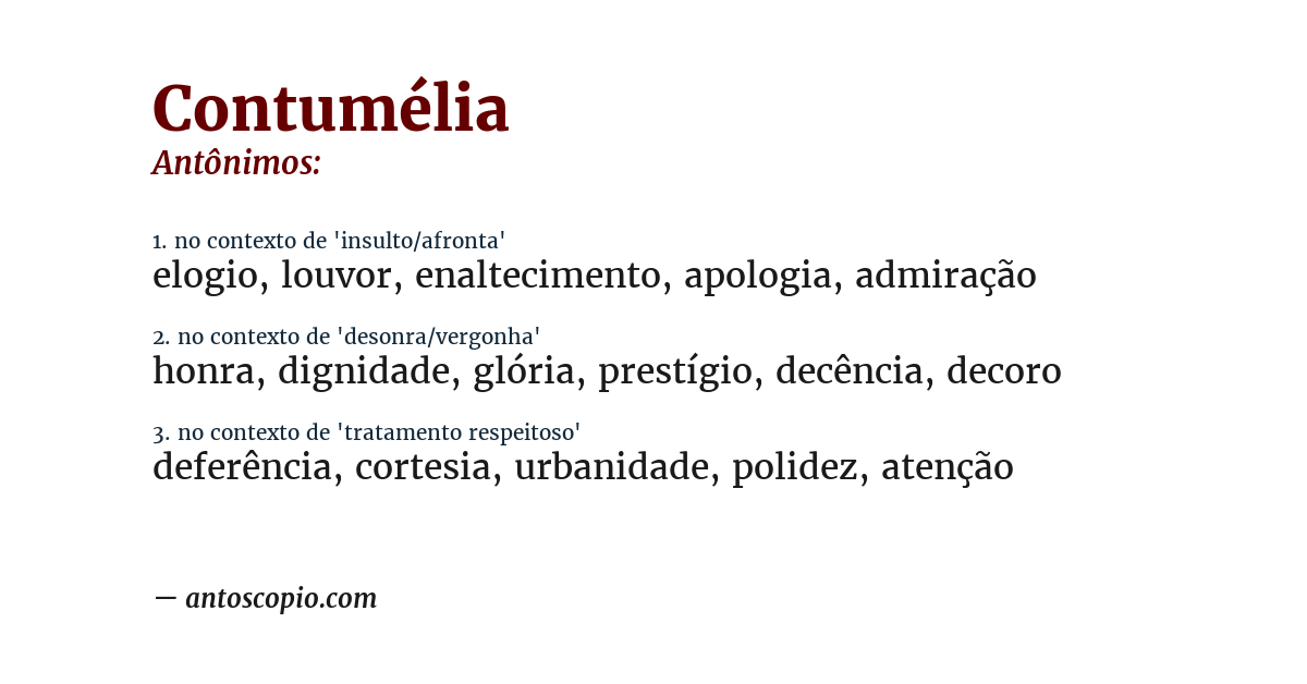 Antônimo de contumélia