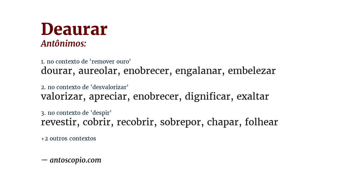 Antônimo de deaurar