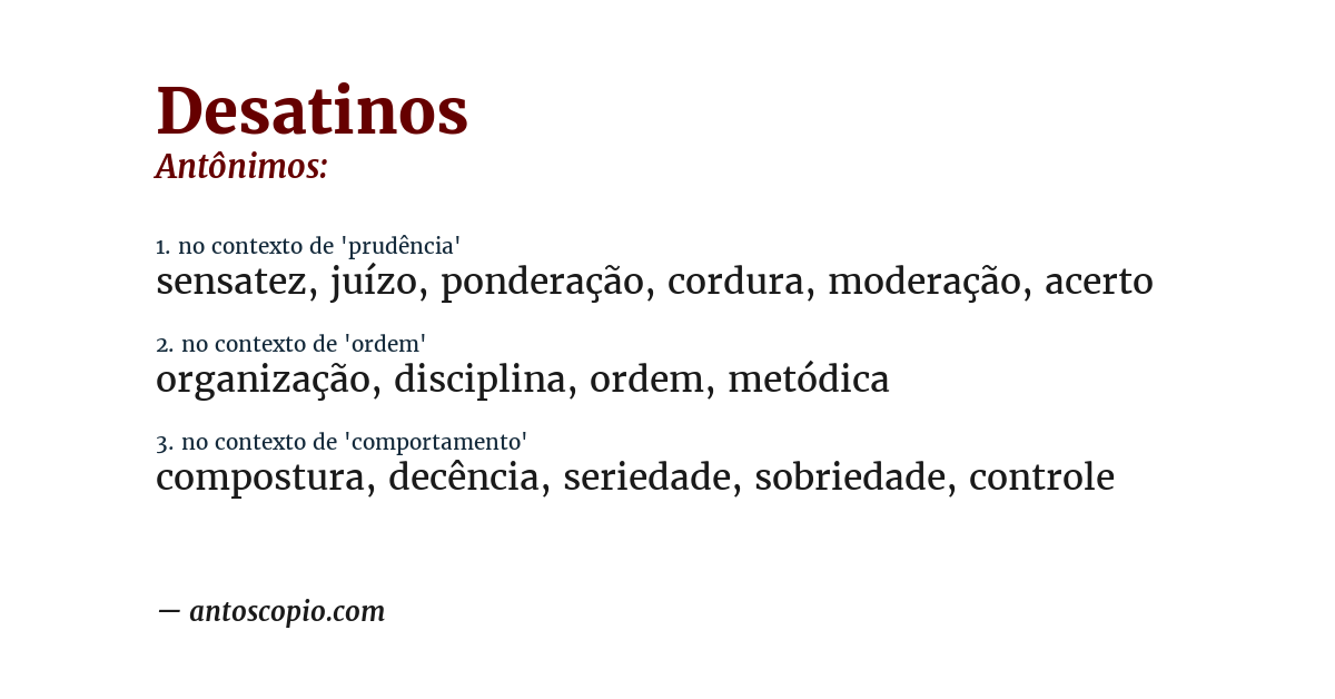 Antônimo de desatinos