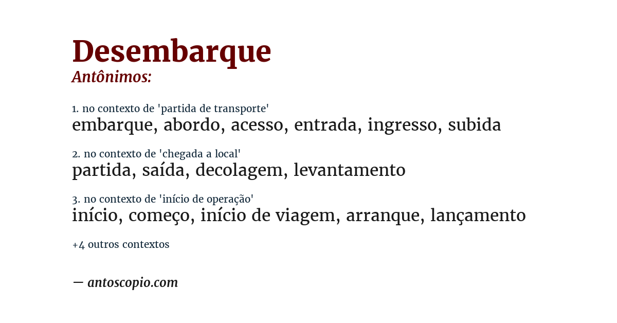 Antônimo de desembarque