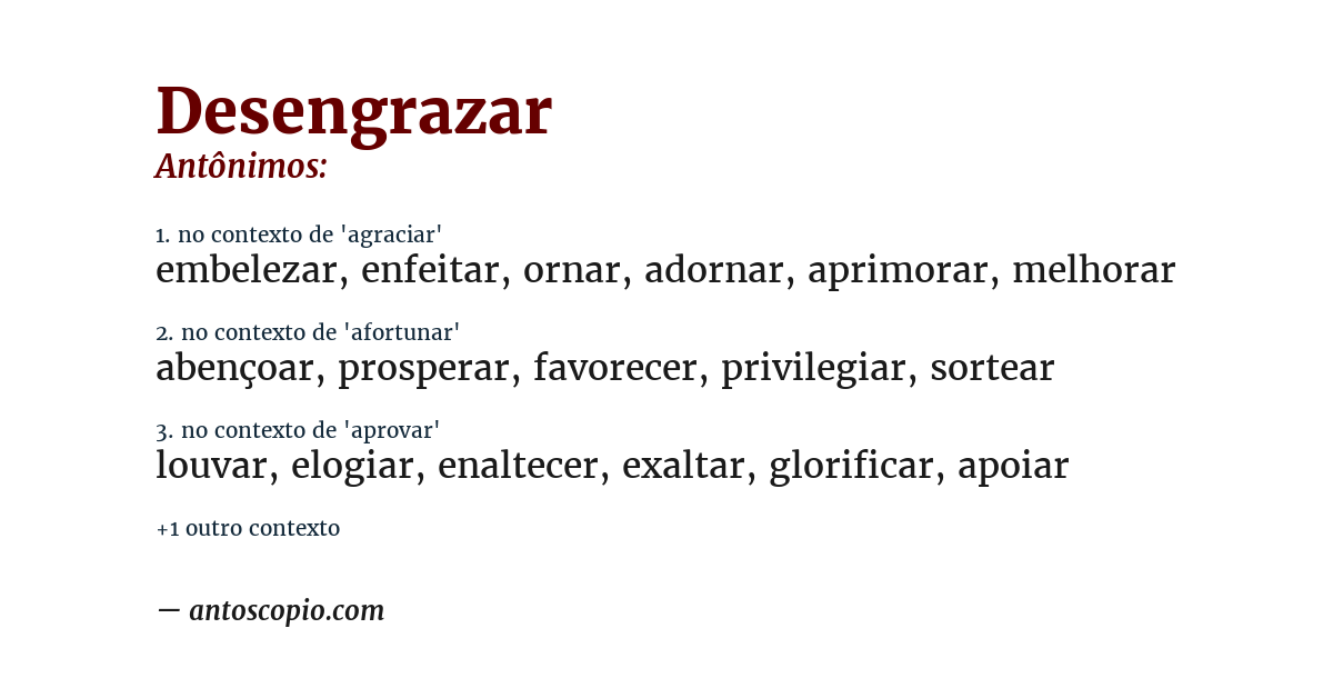 Antônimo de desengrazar
