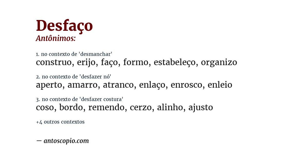 Antônimo de desfaço