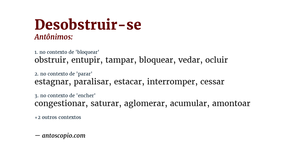 Antônimo de desobstruir-se