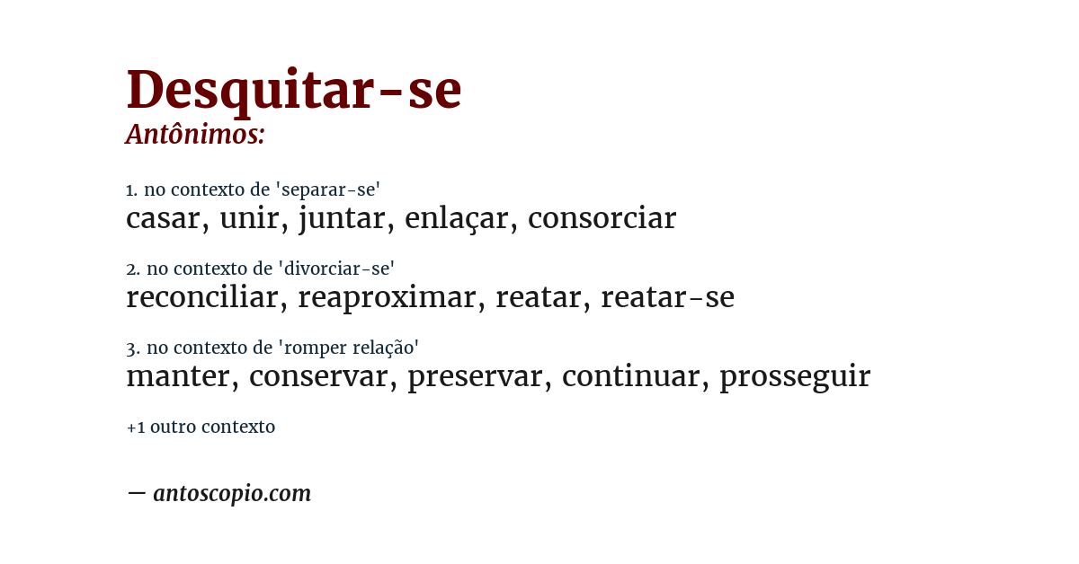 Antônimo de desquitar-se
