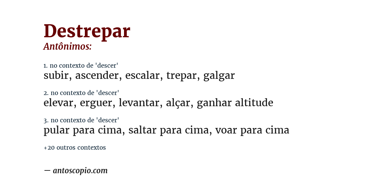 Antônimo de destrepar