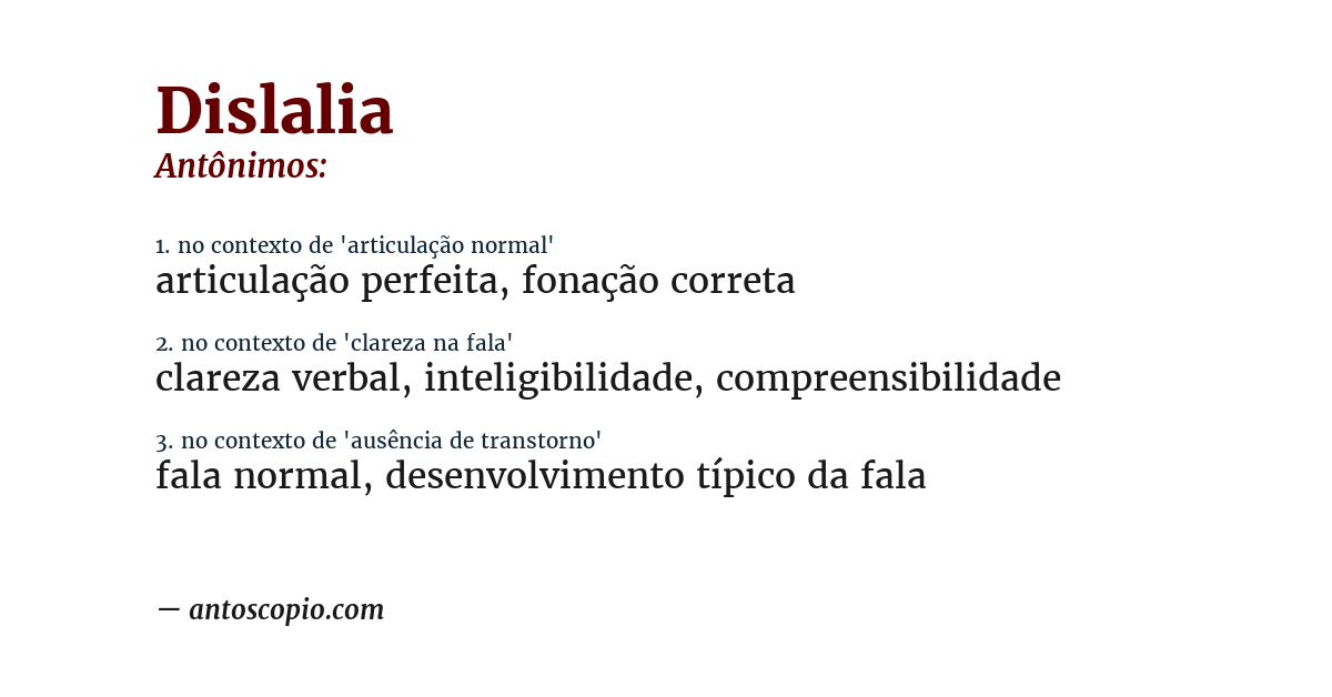 Antônimo de dislalia