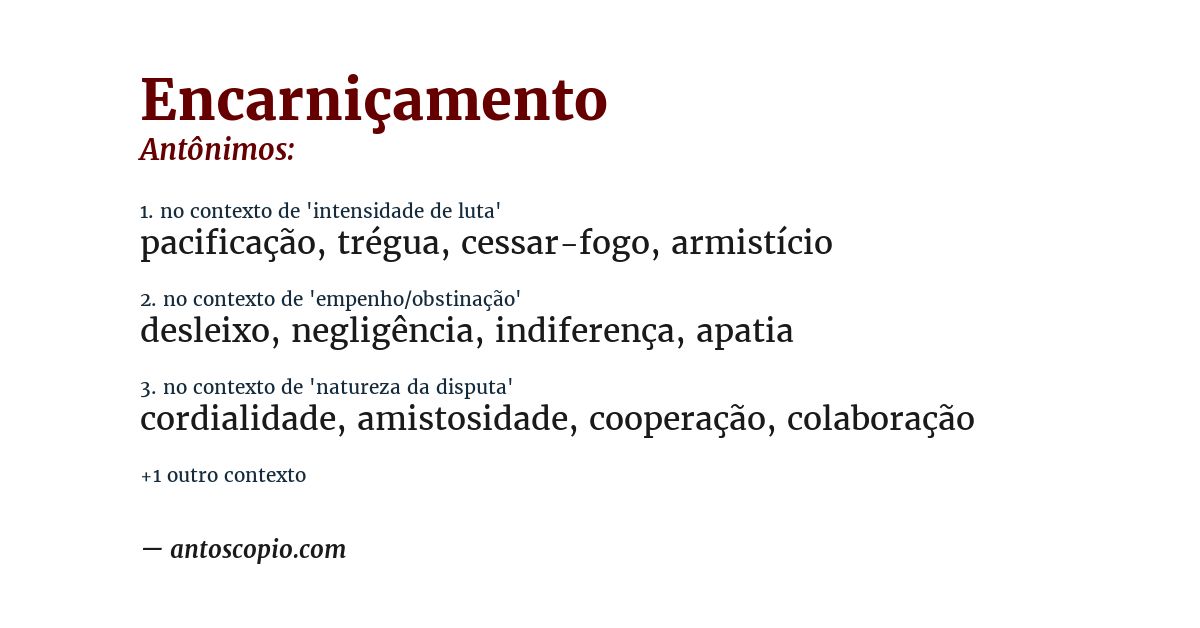 Antônimo de encarniçamento