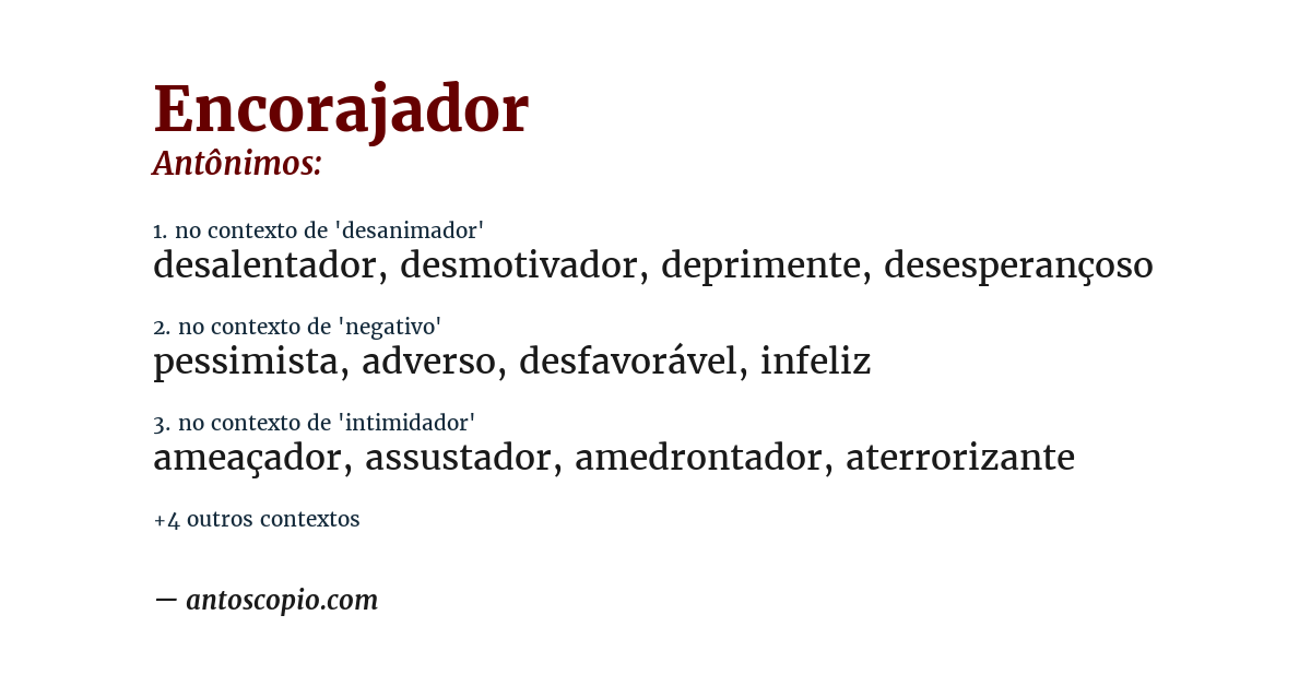 Antônimo de encorajador