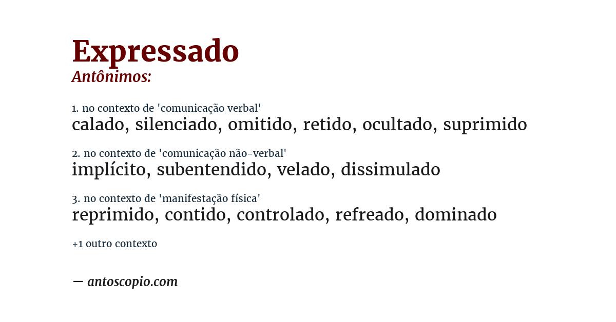 Antônimo de expressado