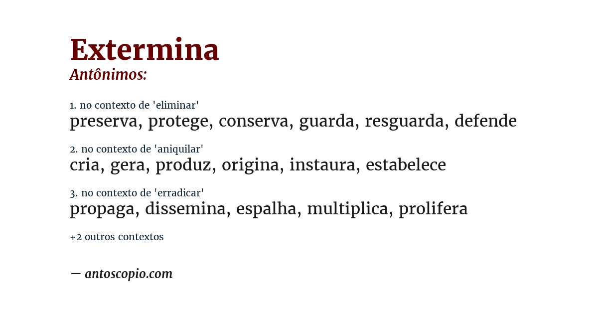 Antônimo de extermina