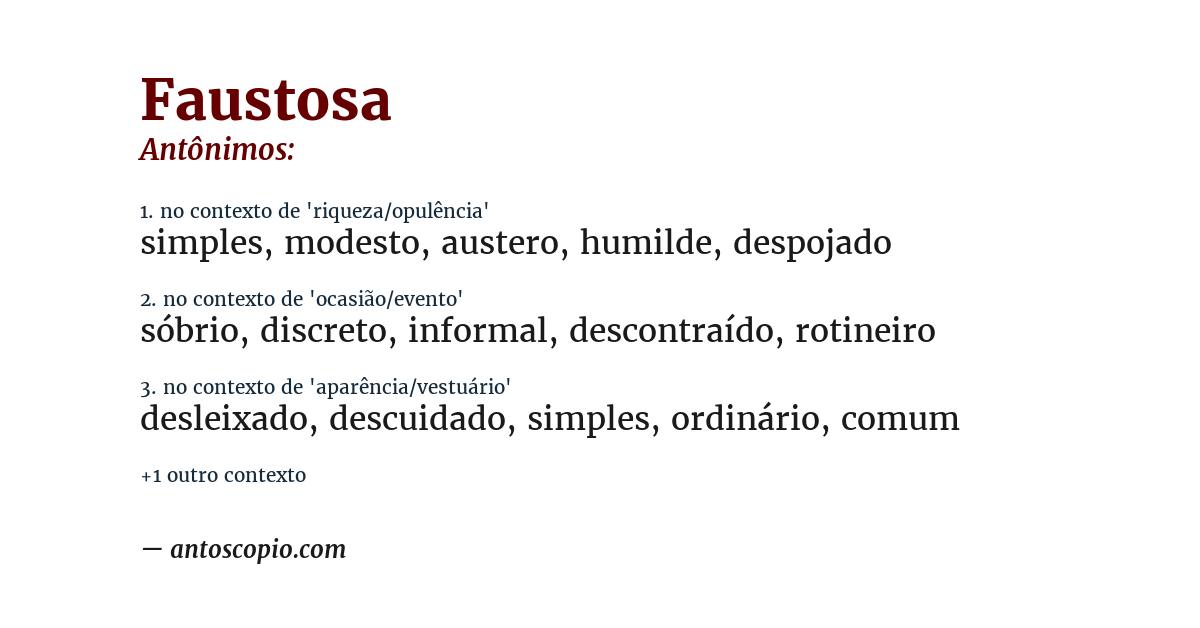 Antônimo de faustosa