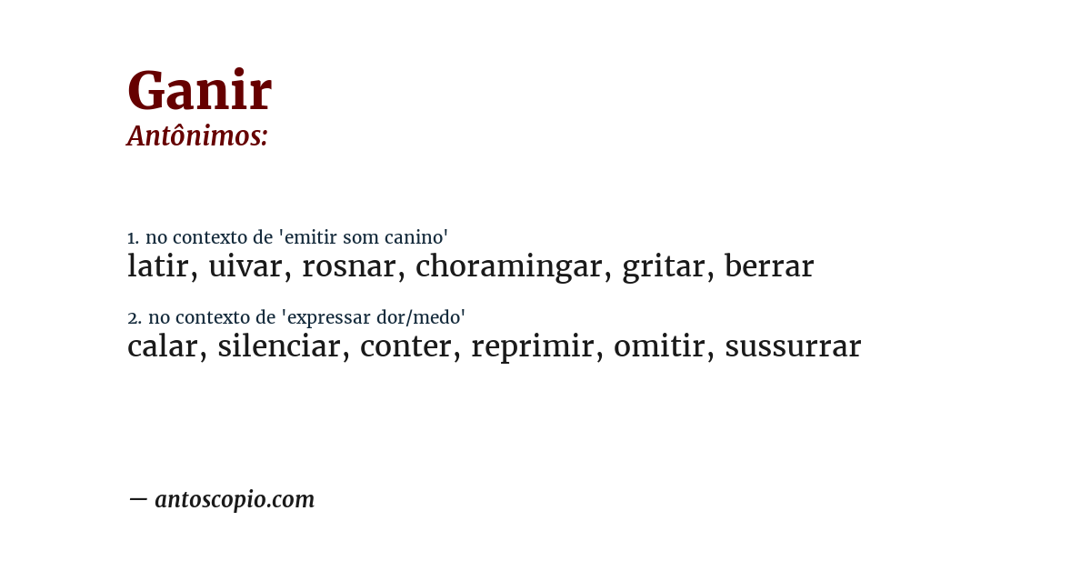 Antônimo de ganir