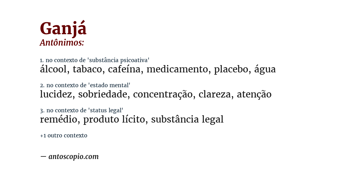 Antônimo de ganjá