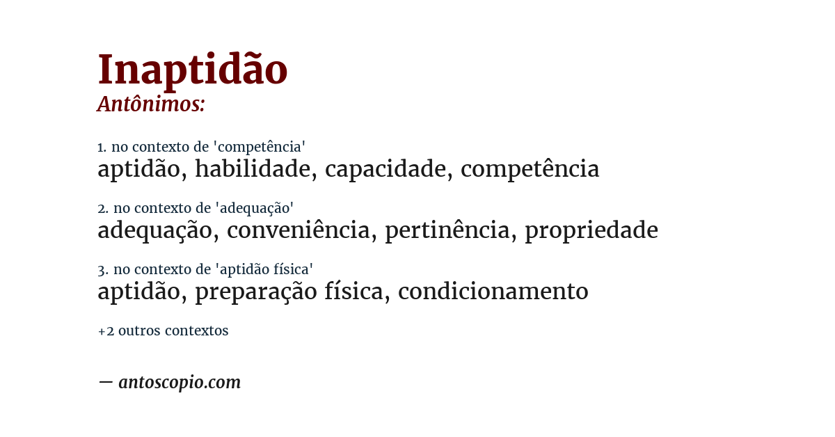 Antônimo de inaptidão