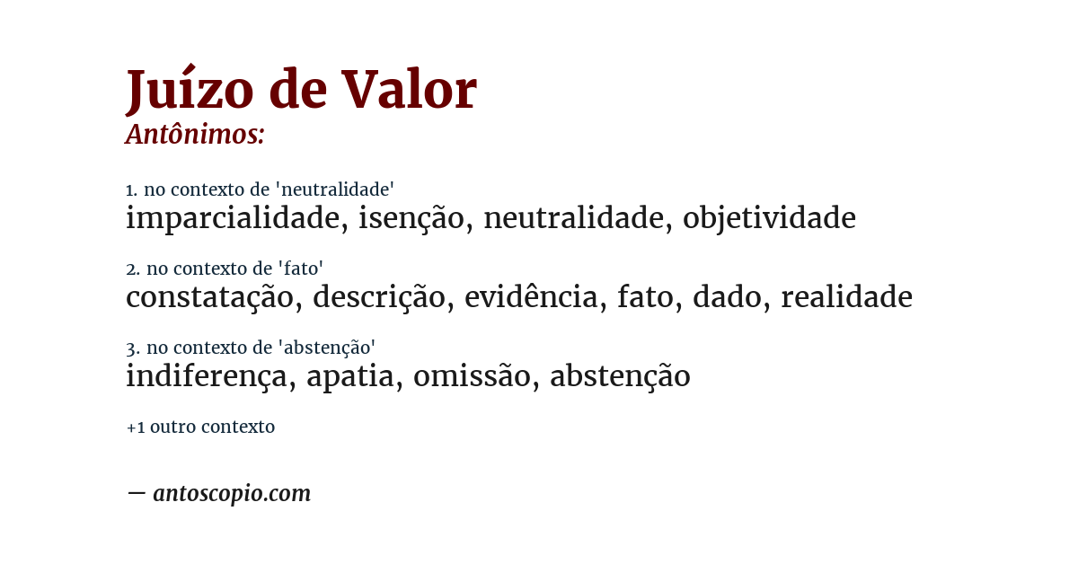 Antônimo de juízo de valor