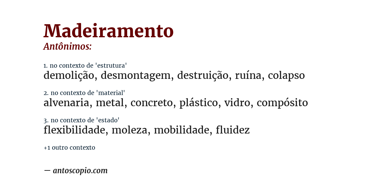 Antônimo de madeiramento