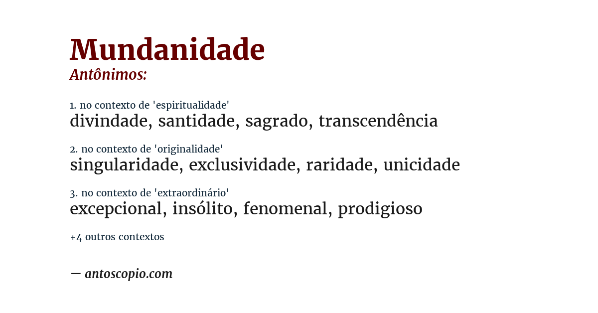 Antônimo de mundanidade
