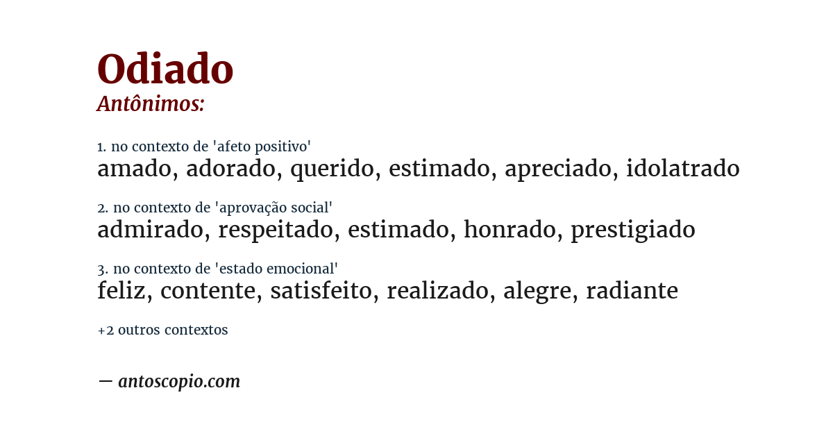 Antônimo de odiado