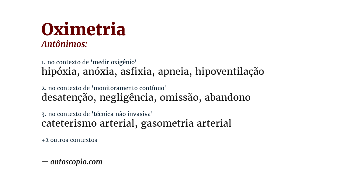 Antônimo de oximetria