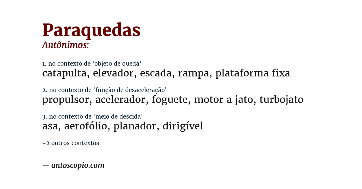 Antônimo de paraquedas