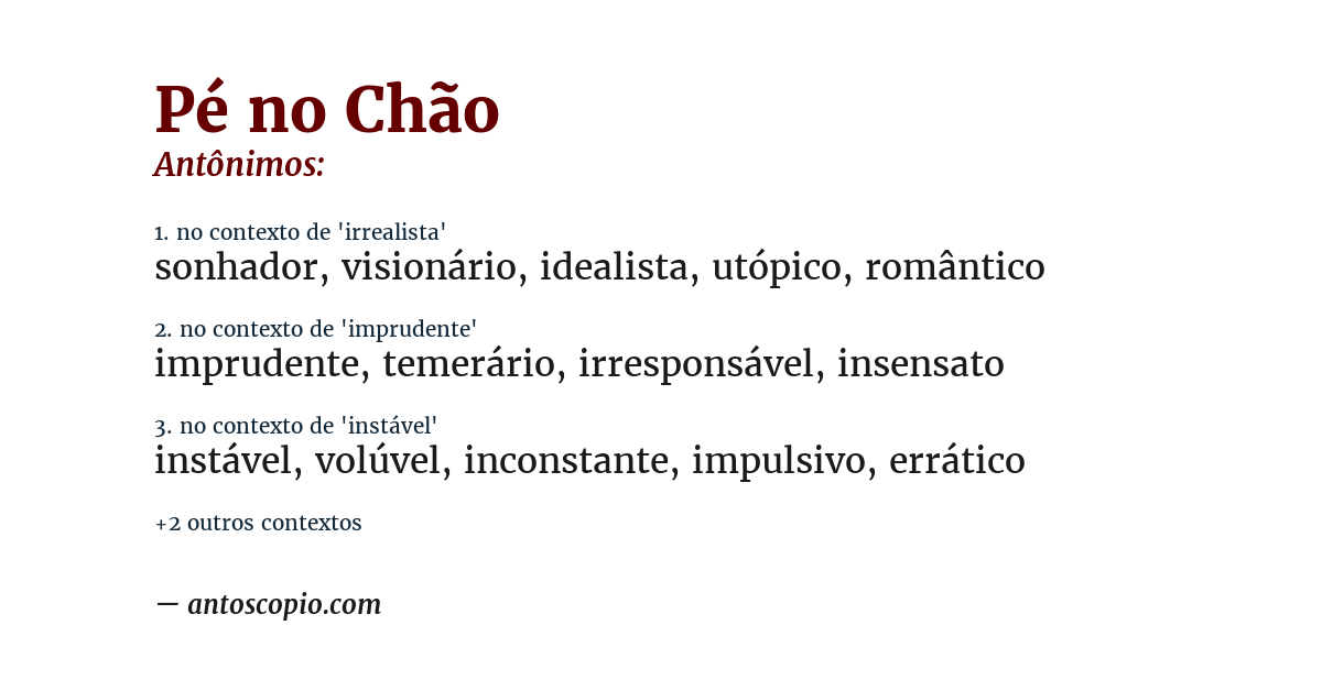 Antônimo de pé no chão