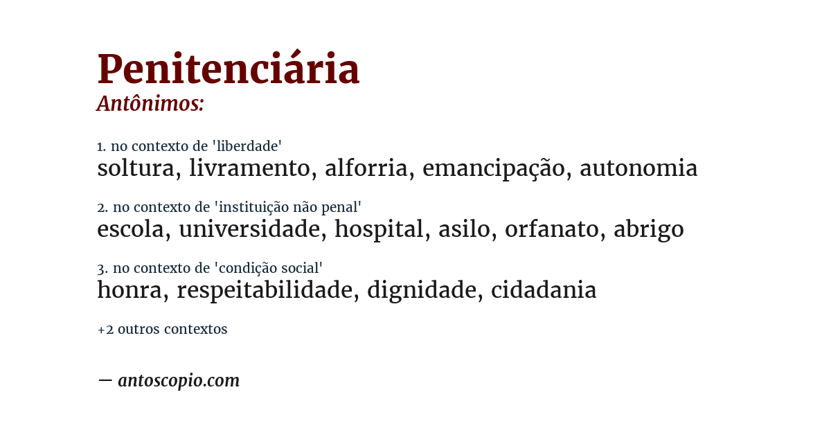 Antônimo de penitenciária